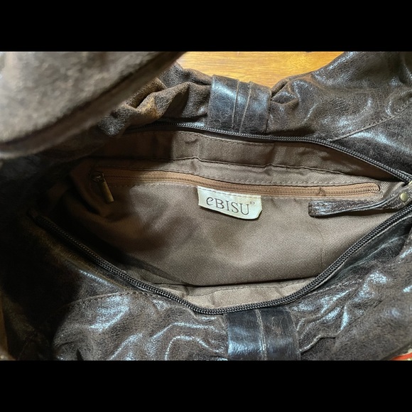 Ebisu distressed leather gently used condition paisley shoulder bag - Picture 4 of 4